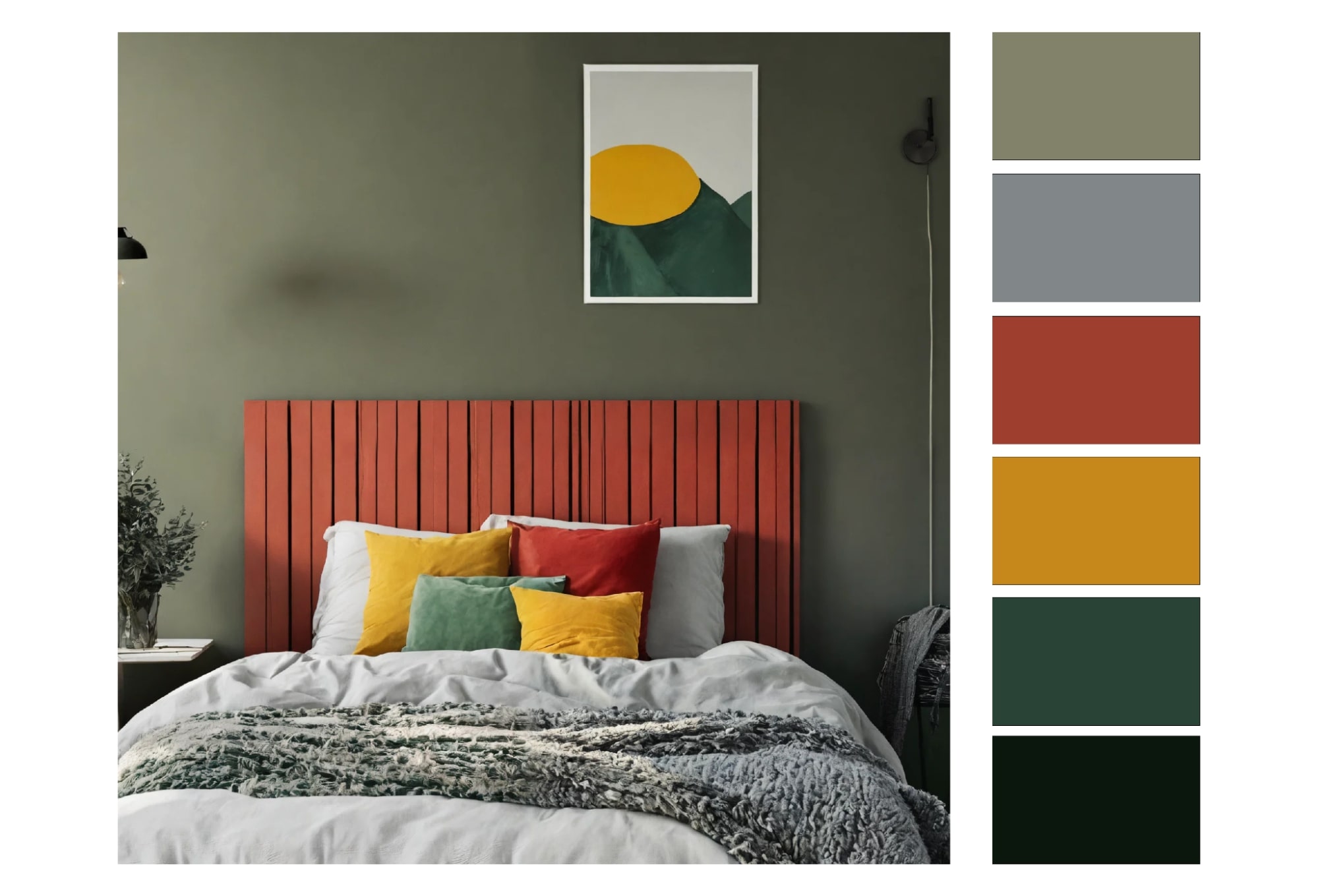 Спальня в яркой цветовой схеме