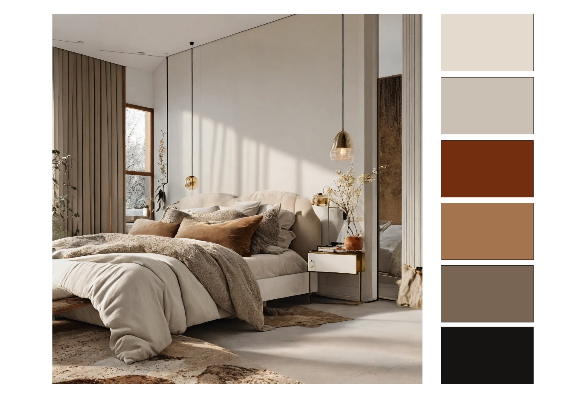 Цветовая схема с акцентами в насыщенных оттенках коричневого